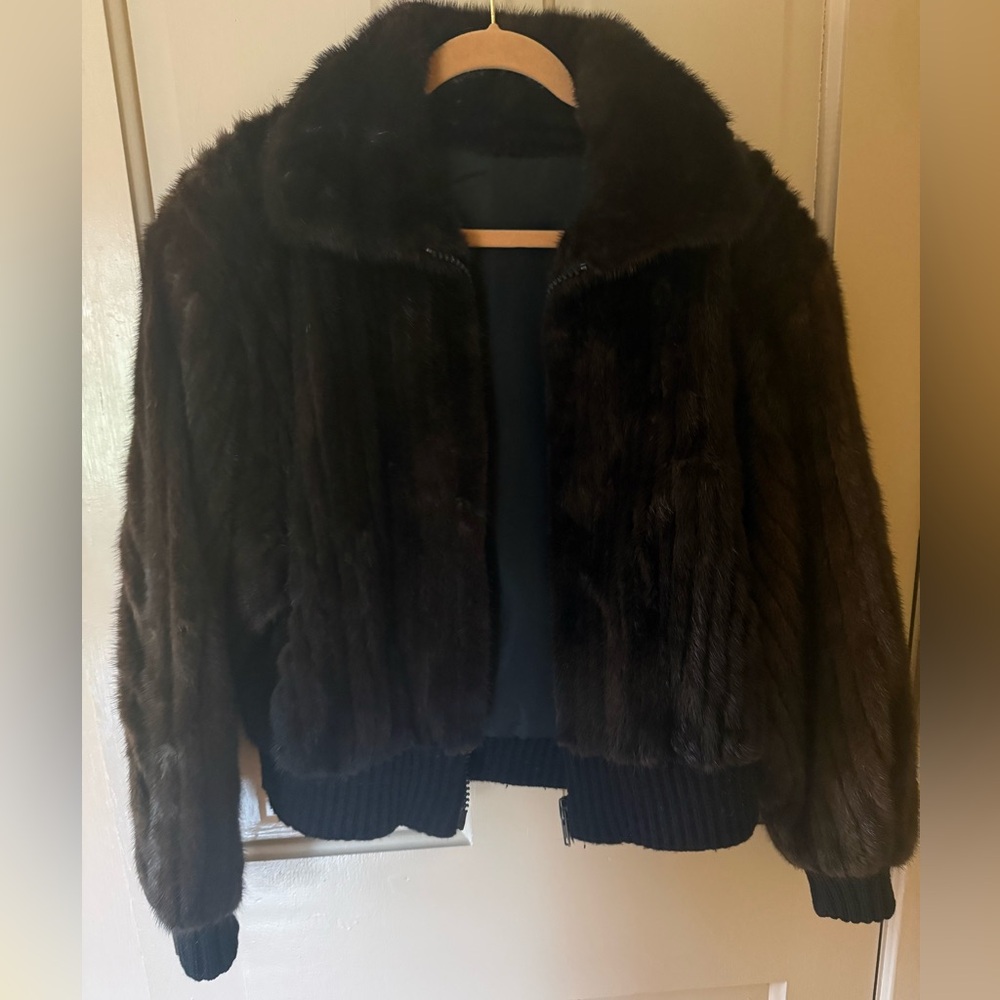 Elegant Black minx Fur Bomber Jacket